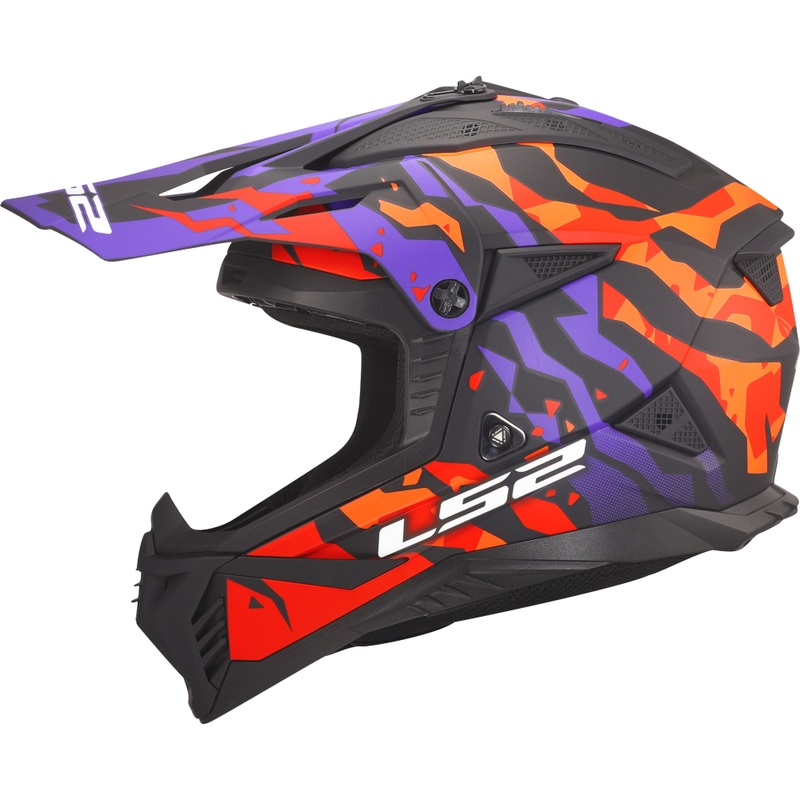 Motokroso šalmas LS2 MX708 Fast II Grotesk matinė violetinė-oranžinė