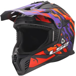 Motokroso šalmas LS2 MX708 Fast II Grotesk matinė violetinė-oranžinė