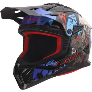 Motokroso šalmas LS2 MX708 Fast II Zombie II blizgi juoda-raudona-mėlyna