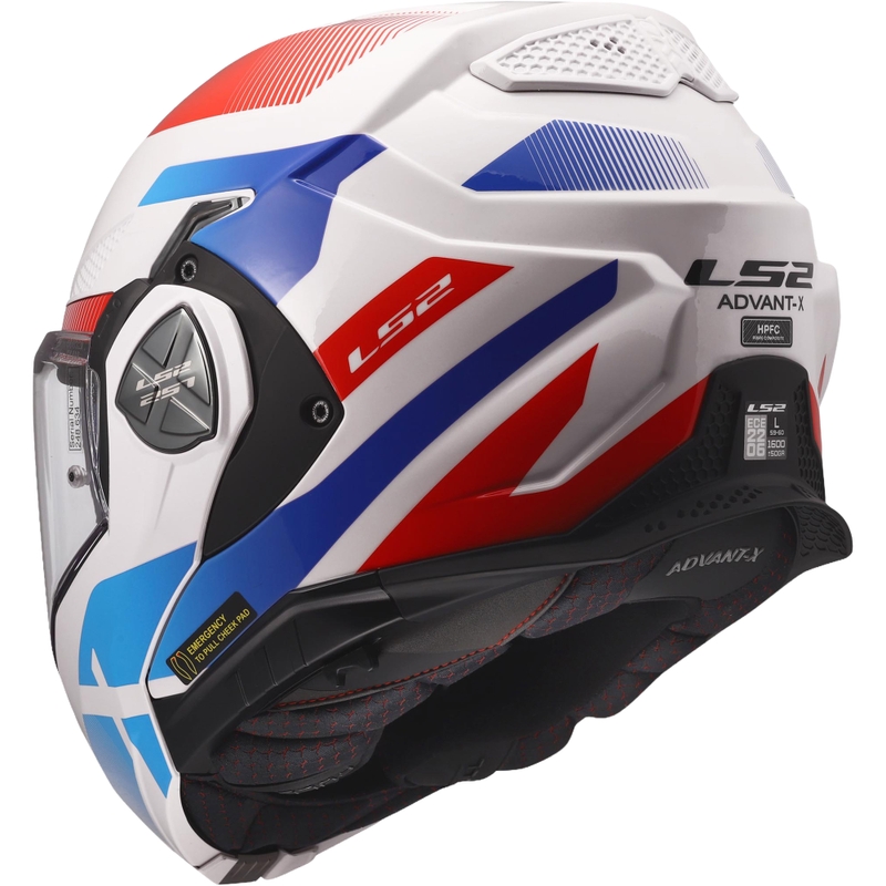 Atlenkiamas motociklo šalmas LS2 FF901 Advant X Nova blizgi balta-mėlyna-raudona