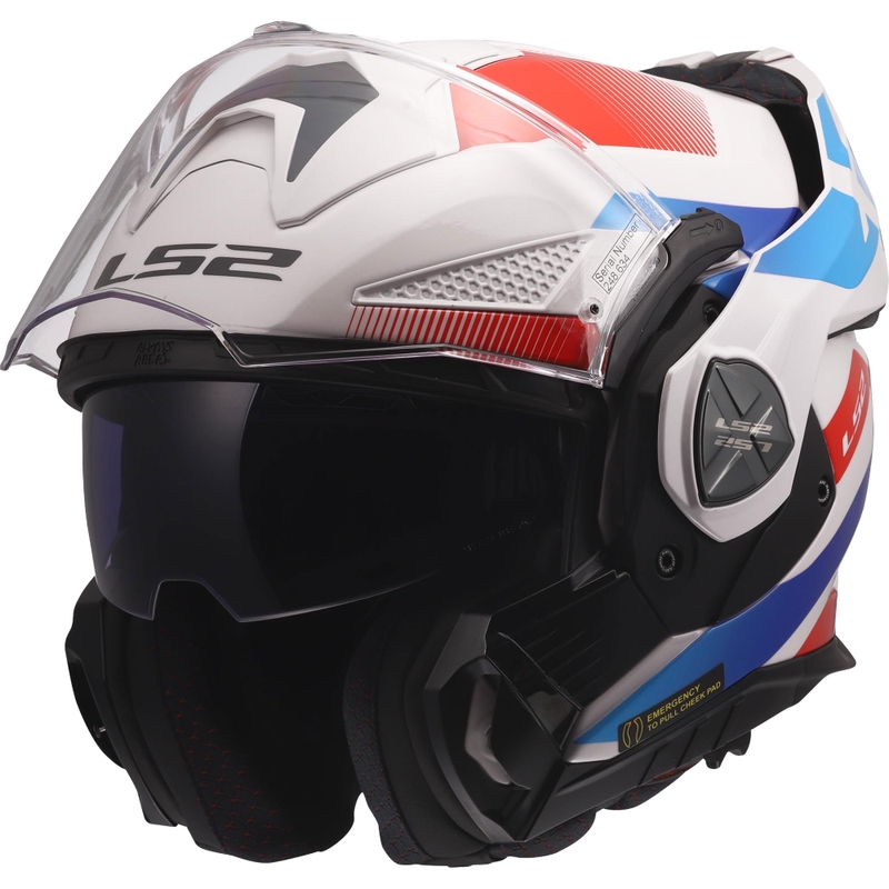 Atlenkiamas motociklo šalmas LS2 FF901 Advant X Nova blizgi balta-mėlyna-raudona