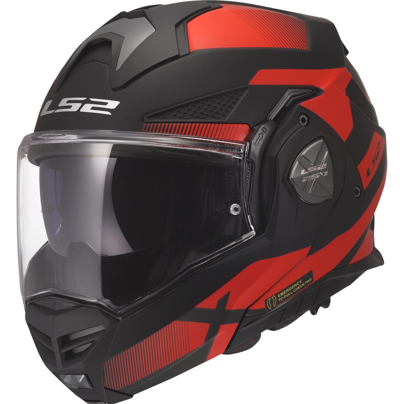 Atlenkiamas motociklo šalmas LS2 FF901 Advant X Nova matinė juoda-raudona