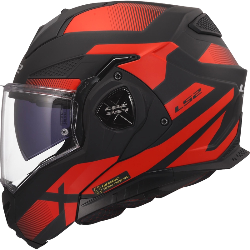 Atlenkiamas motociklo šalmas LS2 FF901 Advant X Nova matinė juoda-raudona