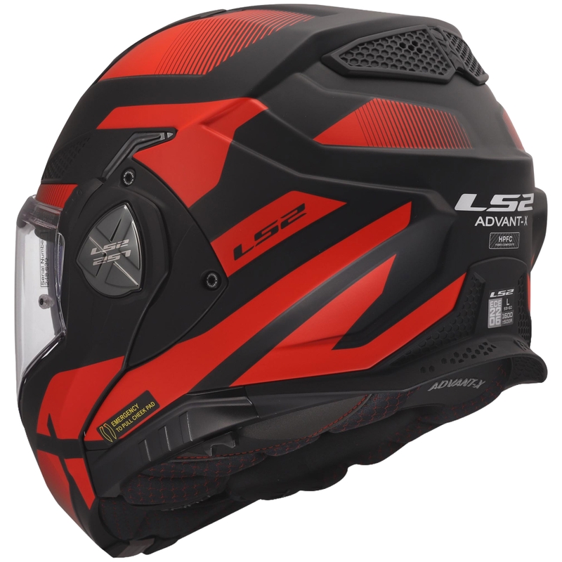Atlenkiamas motociklo šalmas LS2 FF901 Advant X Nova matinė juoda-raudona