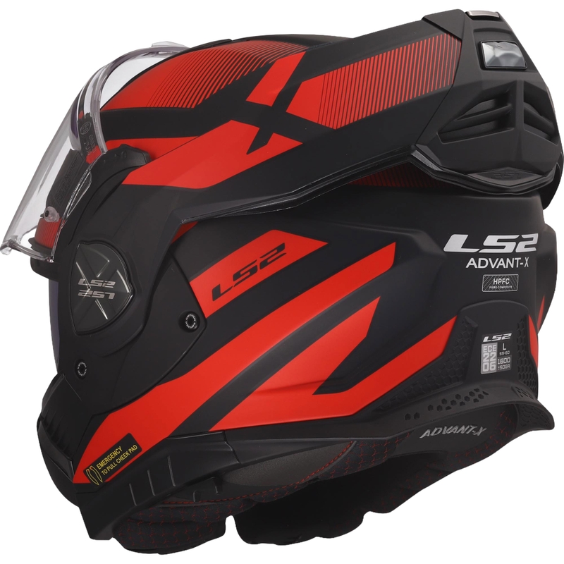 Atlenkiamas motociklo šalmas LS2 FF901 Advant X Nova matinė juoda-raudona