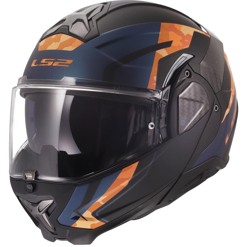 Atlenkiamas motociklo šalmas LS2 FF910 Advant II Glide matinė juoda-oranžinė