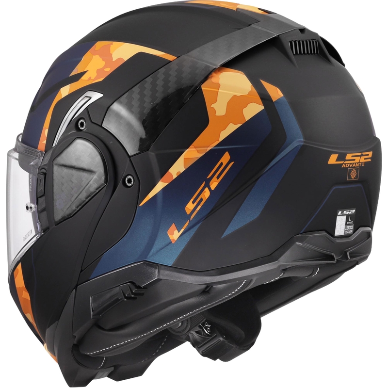 Atlenkiamas motociklo šalmas LS2 FF910 Advant II Glide matinė juoda-oranžinė