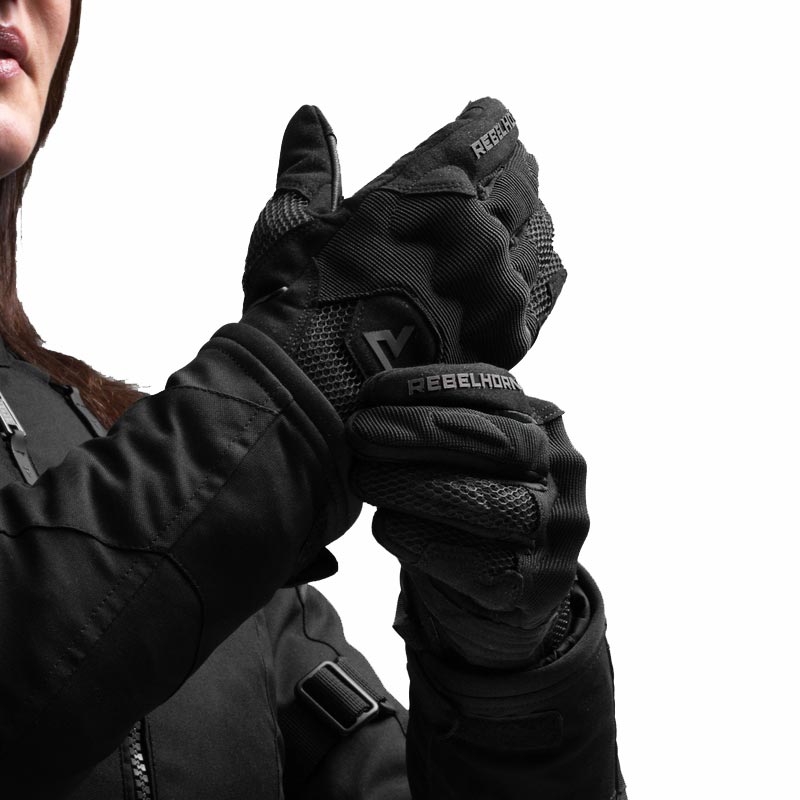 Moteriškos motociklo pirštinės Rebelhorn Core juodos