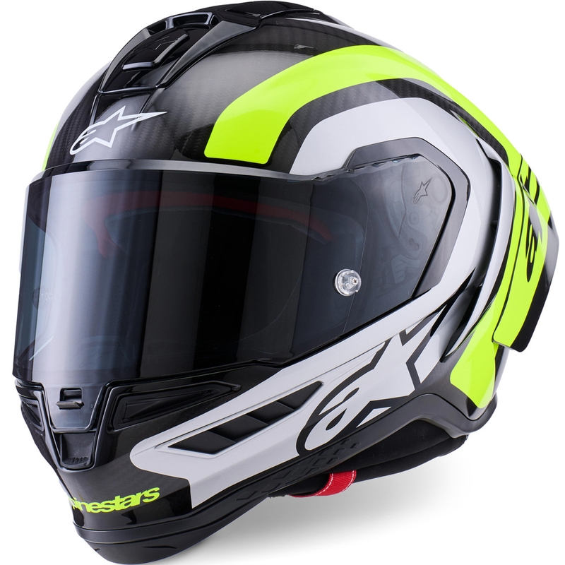 Alpinestars Supertech R10 Arius uždaras motociklo šalmas, juodas-fluorescencinis geltonas-baltas