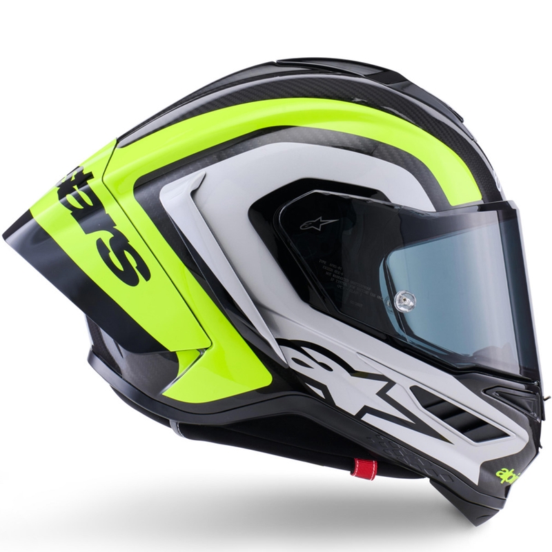 Alpinestars Supertech R10 Arius uždaras motociklo šalmas, juodas-fluorescencinis geltonas-baltas