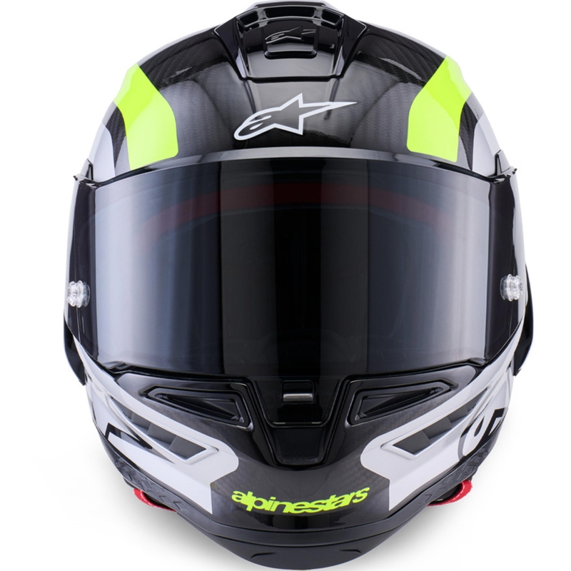 Alpinestars Supertech R10 Arius uždaras motociklo šalmas, juodas-fluorescencinis geltonas-baltas