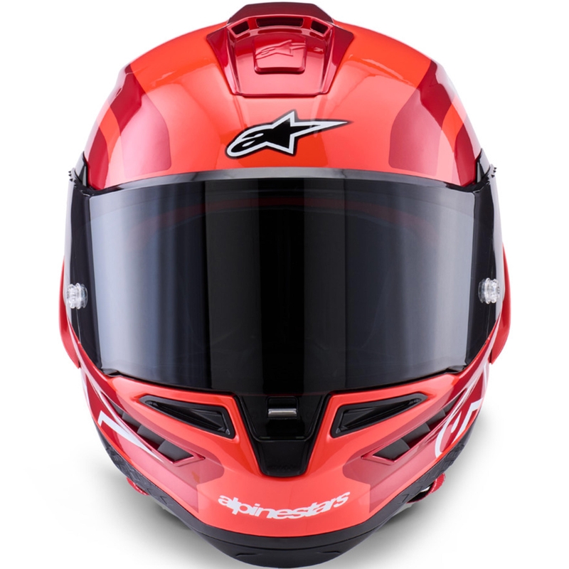 Alpinestars Supertech R10 Arius uždaras motociklo šalmas, fluorescencinė raudona-raudona-juoda-balta