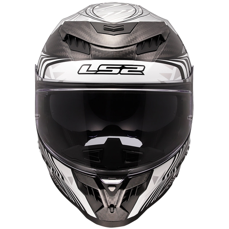 LS2 FF807 Dragon Carbon Enthum motociklo šalmas, blizgus sidabrinis