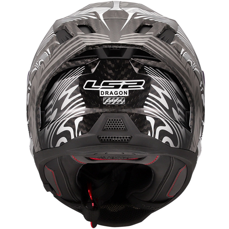 LS2 FF807 Dragon Carbon Enthum motociklo šalmas, blizgus sidabrinis