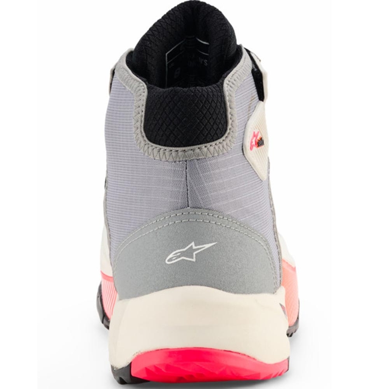 Alpinestars Stella CR-X Drystar moteriški motociklo batai balti-šviesiai pilki-juodi-fluorescenciniai rožiniai