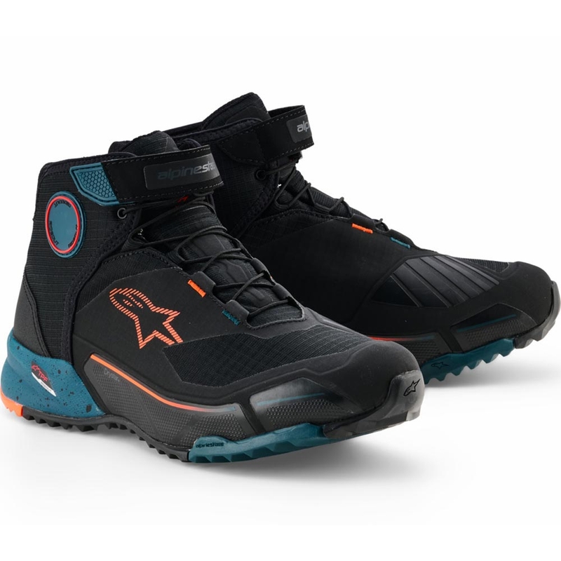Alpinestars CR-X Drystar motociklo batai juodi-mėlyni-oranžiniai