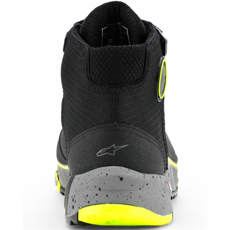 Alpinestars CR-X Drystar motociklo batai juodi-tamsiai pilki-fluorescenciniai geltoni