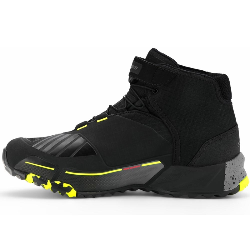 Alpinestars CR-X Drystar motociklo batai juodi-tamsiai pilki-fluorescenciniai geltoni