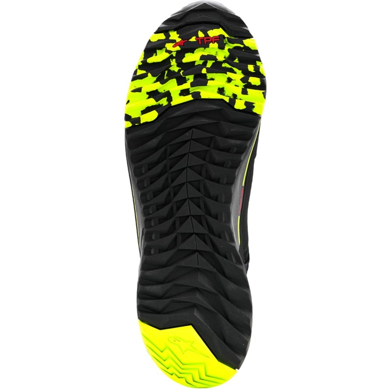 Alpinestars CR-X Drystar motociklo batai juodi-tamsiai pilki-fluorescenciniai geltoni