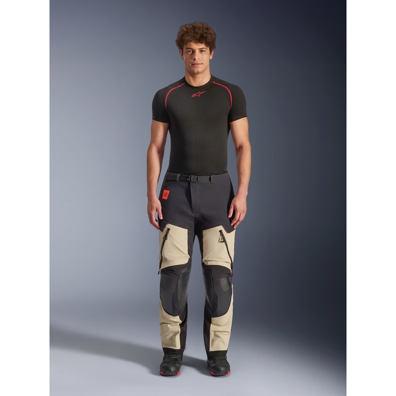 Alpinestars Halo PRO Drystar XF motociklo kelnės kreminės-juodos-raudonos