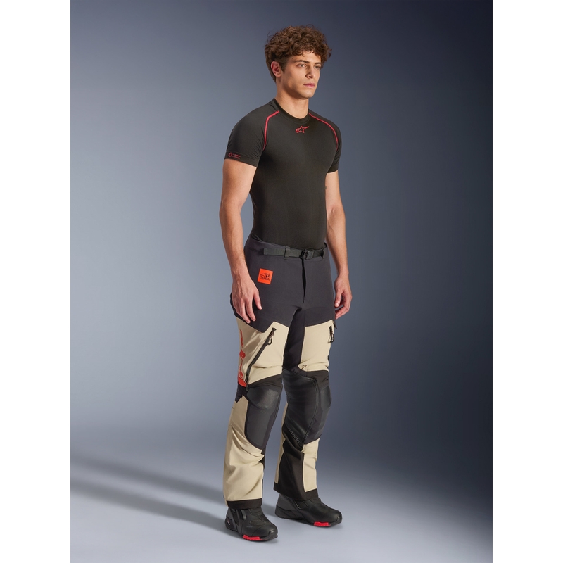 Alpinestars Halo PRO Drystar XF motociklo kelnės kreminės-juodos-raudonos