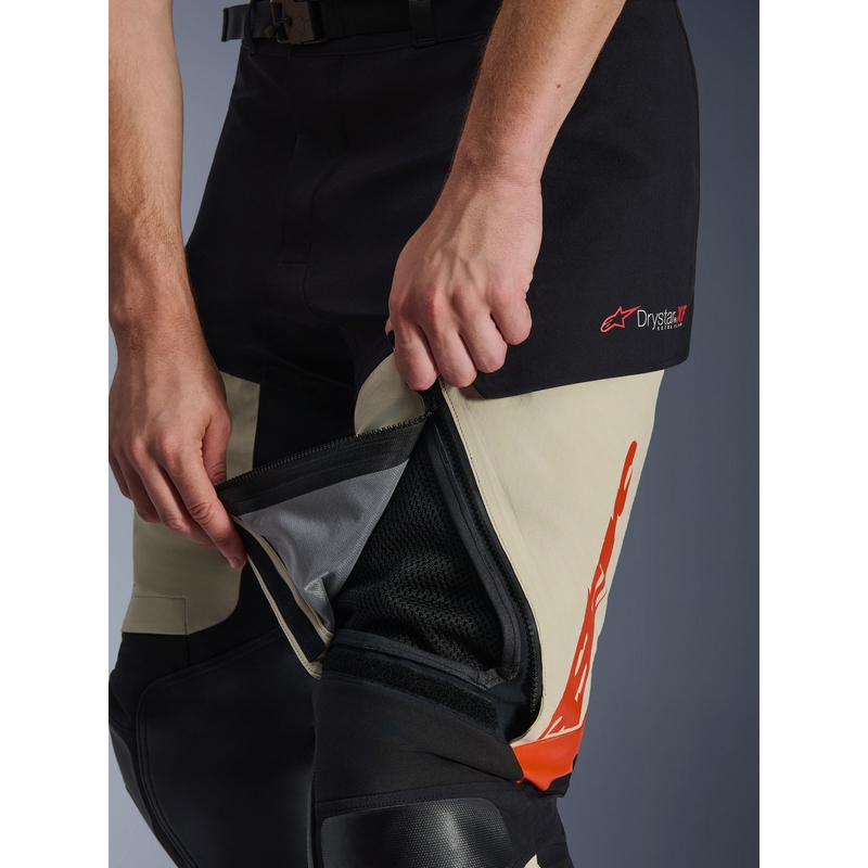 Alpinestars Halo PRO Drystar XF motociklo kelnės kreminės-juodos-raudonos