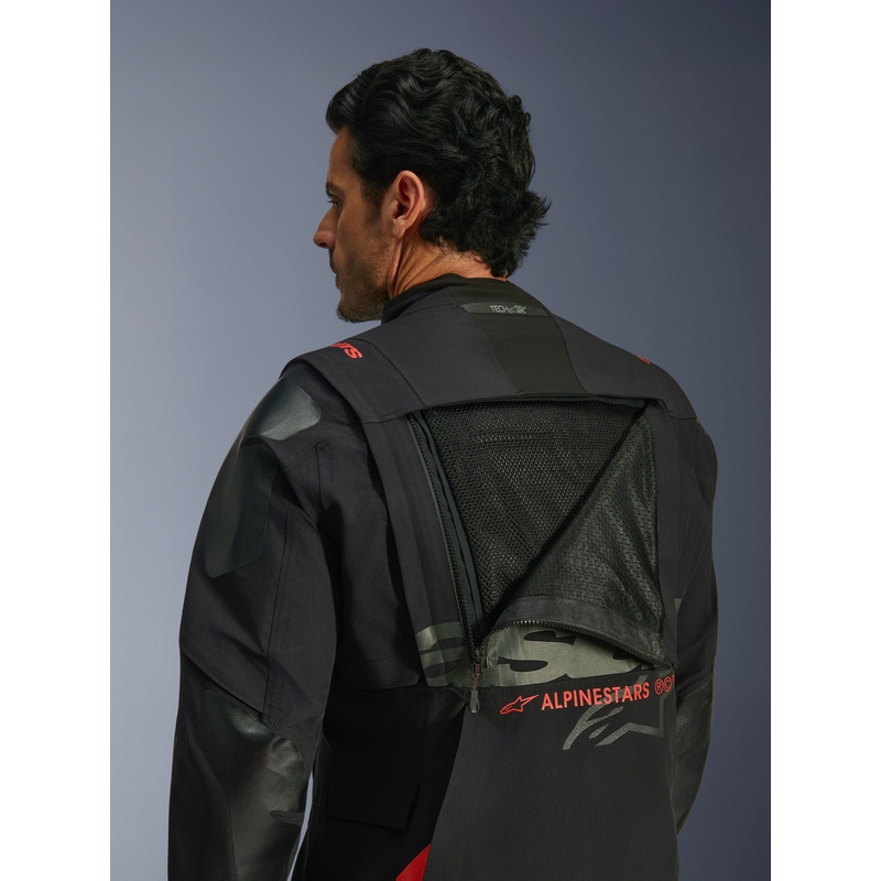 Alpinestars Halo PRO Drystar XF motociklo striukė juoda-tamsiai pilka-raudona