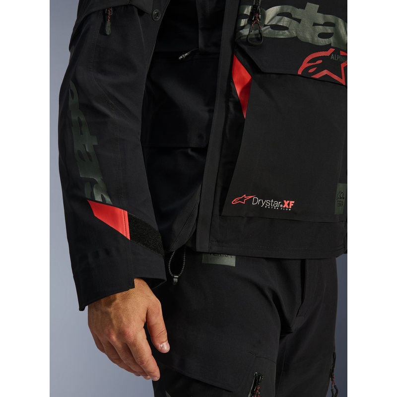 Alpinestars Halo PRO Drystar XF motociklo striukė juoda-tamsiai pilka-raudona