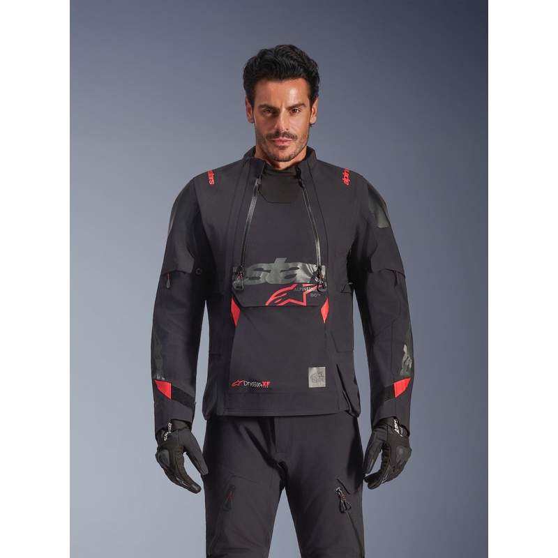 Alpinestars Halo PRO Drystar XF motociklo striukė juoda-tamsiai pilka-raudona