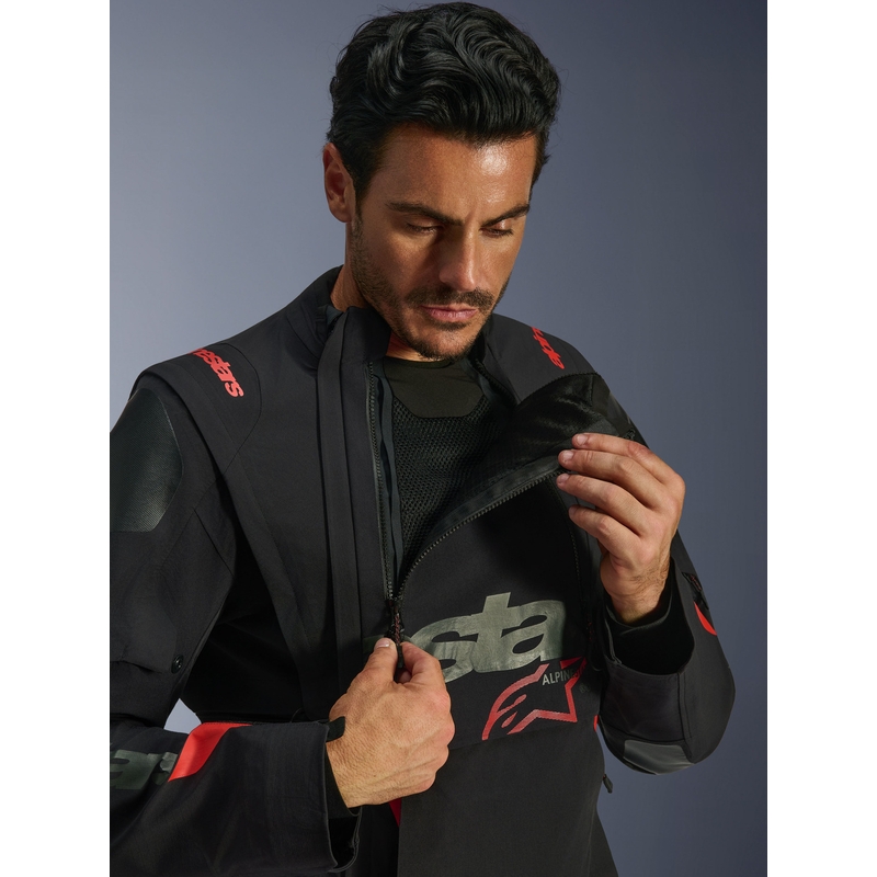 Alpinestars Halo PRO Drystar XF motociklo striukė juoda-tamsiai pilka-raudona