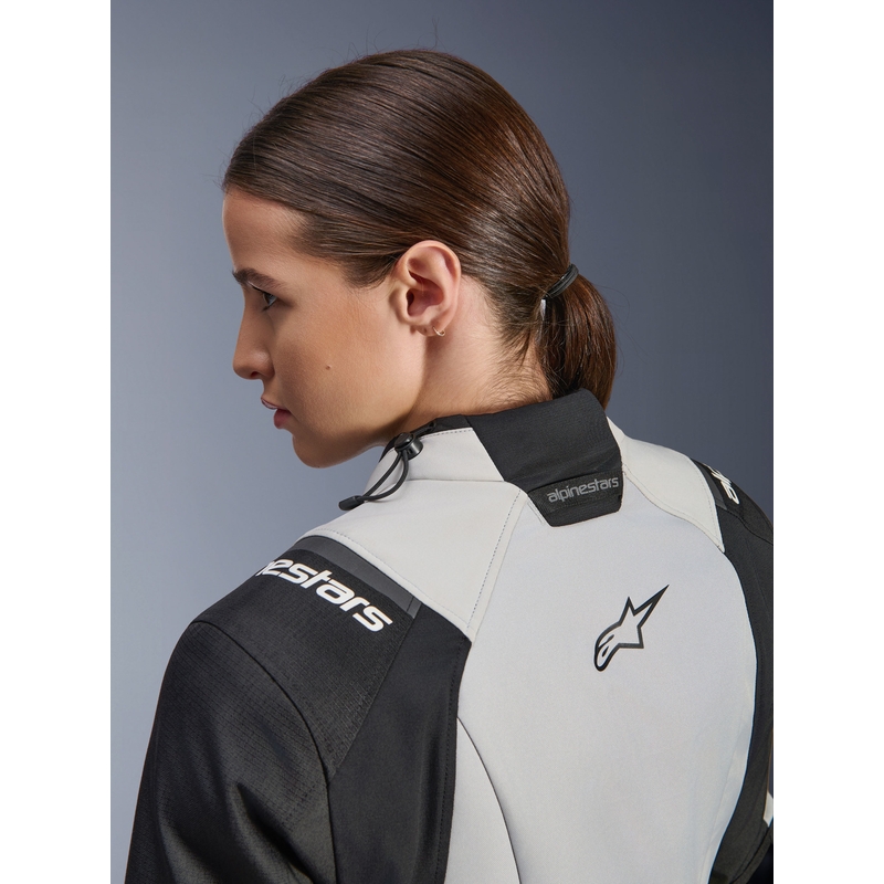 Alpinestars Stella Andes V4 Drystar moteriška motociklo striukė, tamsiai pilka-šviesiai pilka-juoda-fluorescencinė geltona