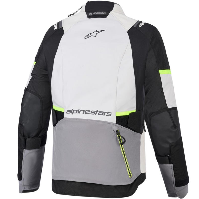 Alpinestars Stella Andes V4 Drystar moteriška motociklo striukė, tamsiai pilka-šviesiai pilka-juoda-fluorescencinė geltona
