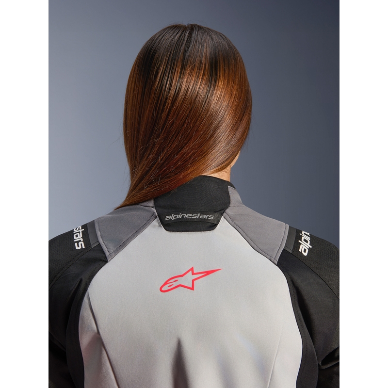 Alpinestars Stella Andes V4 Drystar moteriška motociklo striukė, tamsiai pilka-šviesiai pilka-juoda-raudona