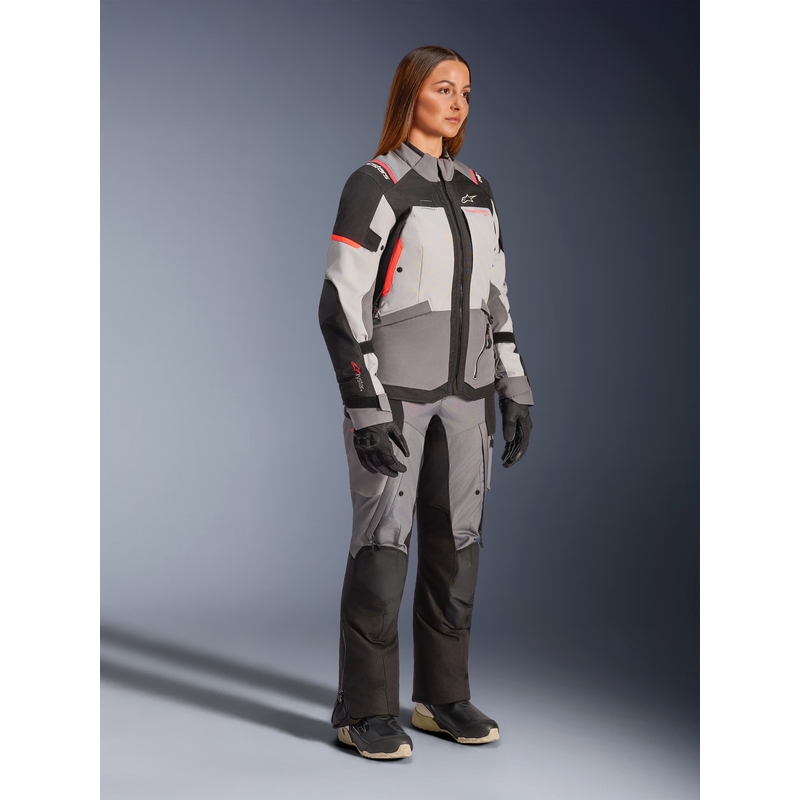 Alpinestars Stella Andes V4 Drystar moteriška motociklo striukė, tamsiai pilka-šviesiai pilka-juoda-raudona