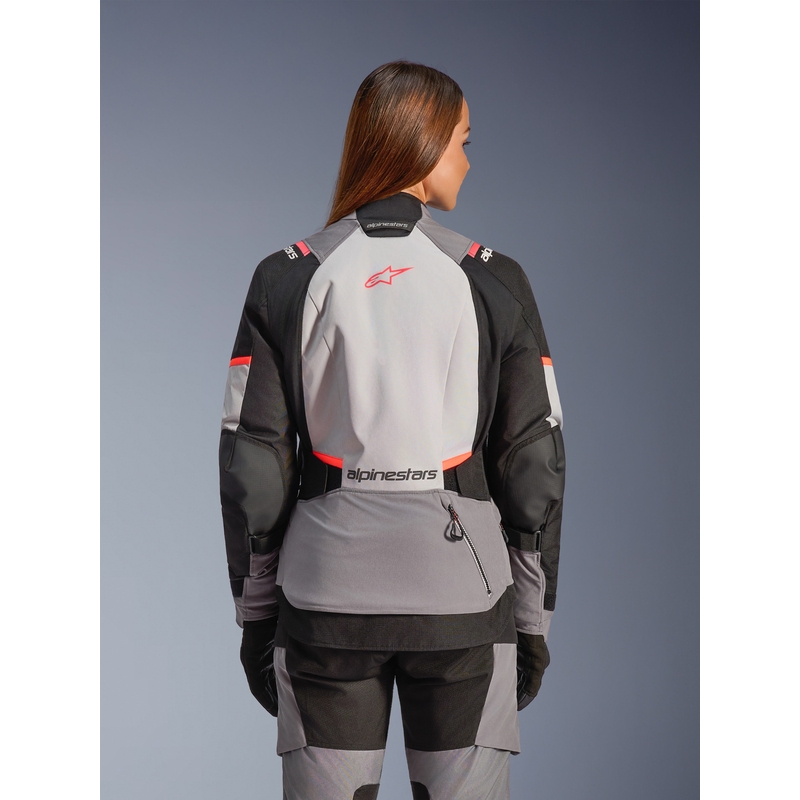 Alpinestars Stella Andes V4 Drystar moteriška motociklo striukė, tamsiai pilka-šviesiai pilka-juoda-raudona