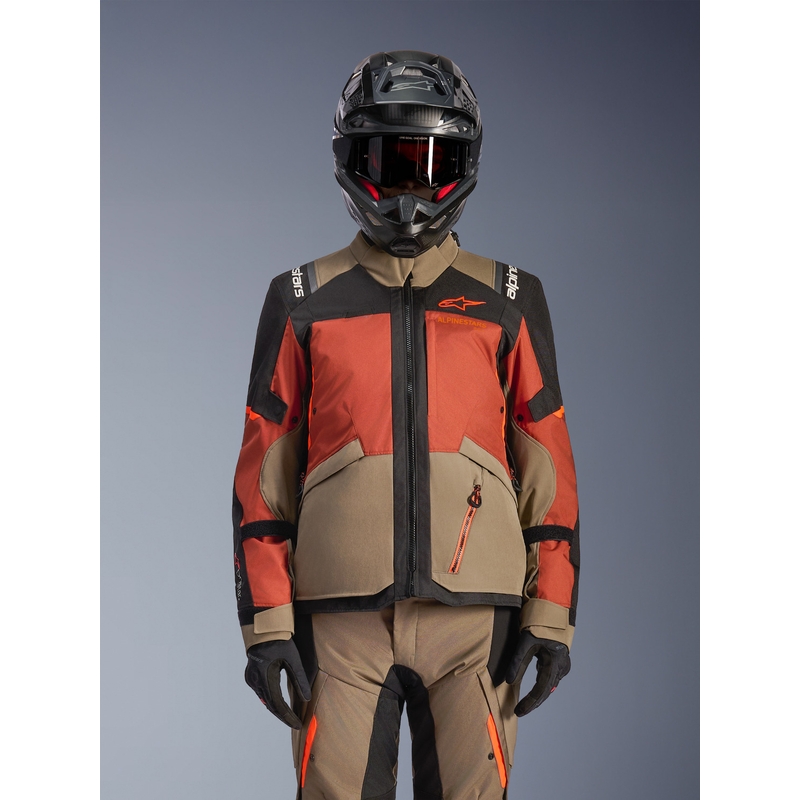 Alpinestars Andes V4 Drystar motociklo striukė šviesiai ruda-tamsiai oranžinė-juoda