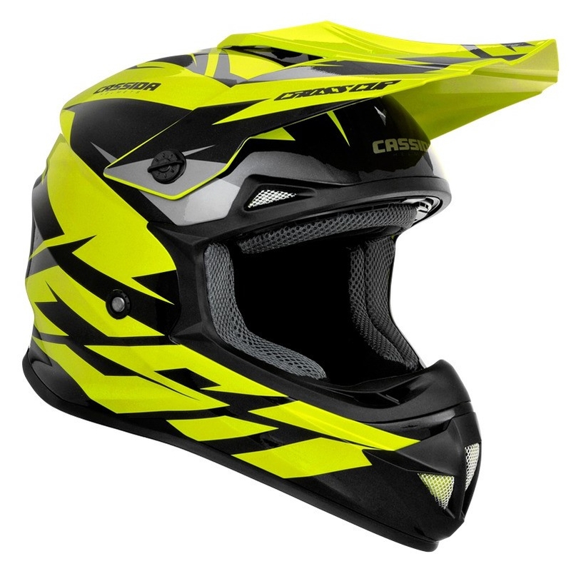 Motokrosová přilba Cassida Cross Cup Two černo-šedo-fluo žlutá