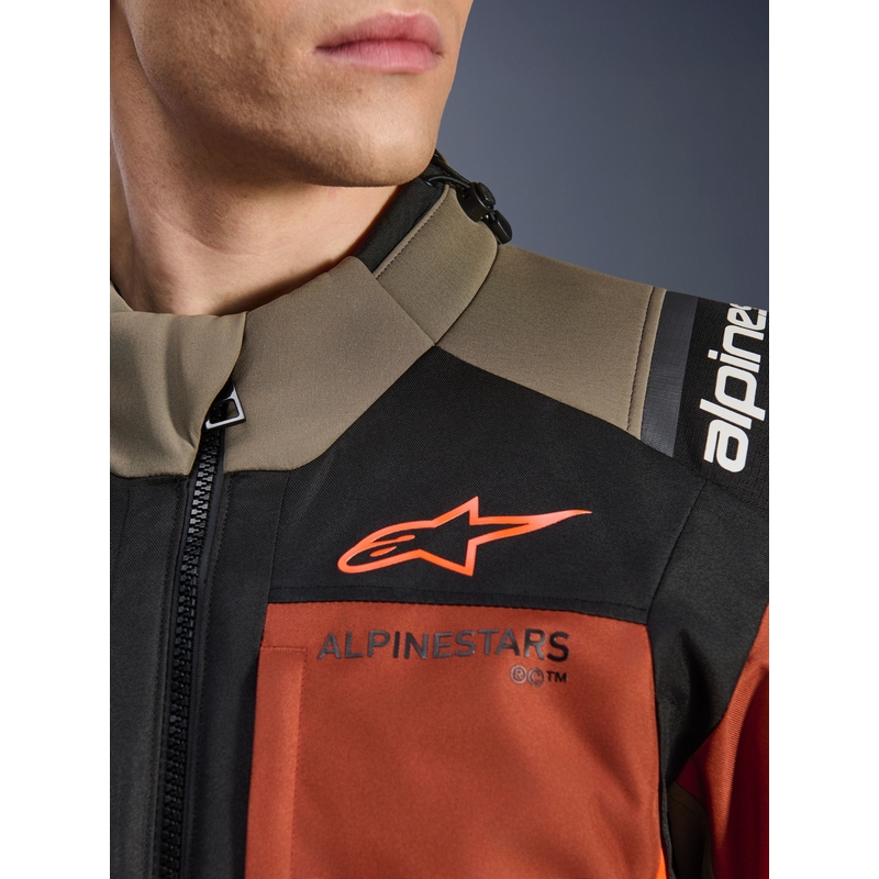 Alpinestars Andes V4 Drystar motociklo striukė šviesiai ruda-tamsiai oranžinė-juoda