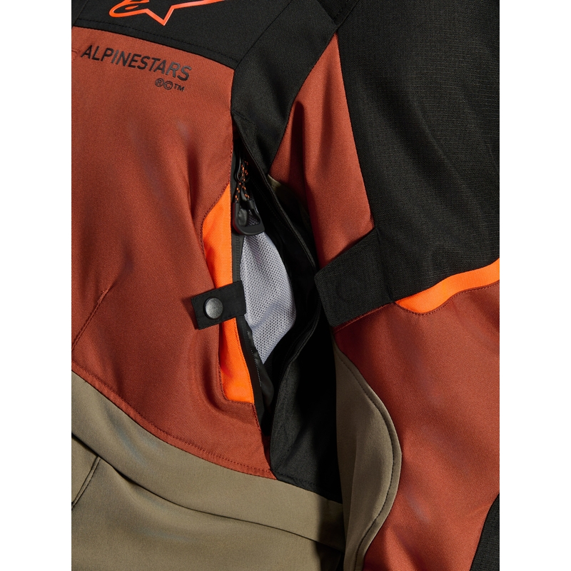 Alpinestars Andes V4 Drystar motociklo striukė šviesiai ruda-tamsiai oranžinė-juoda