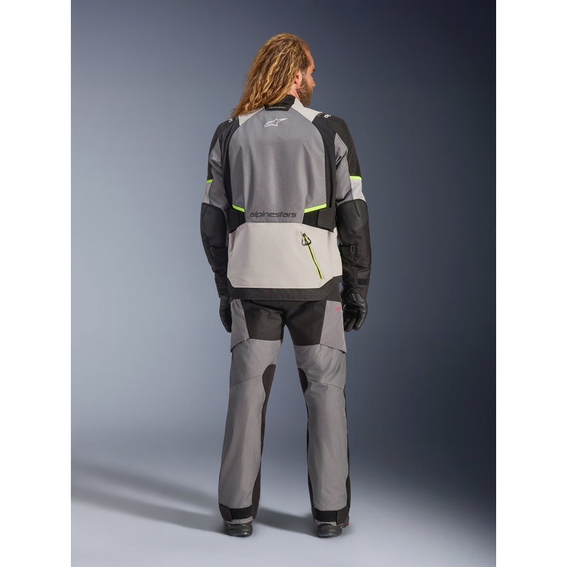 Alpinestars Andes V4 Drystar motociklo striukė tamsiai pilka-šviesiai pilka-juoda-fluorescencinė geltona