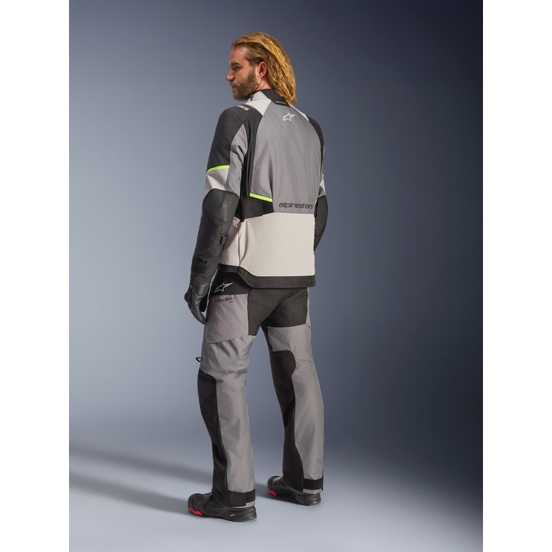 Alpinestars Andes V4 Drystar motociklo striukė tamsiai pilka-šviesiai pilka-juoda-fluorescencinė geltona