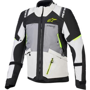 Alpinestars Andes V4 Drystar motociklo striukė tamsiai pilka-šviesiai pilka-juoda-fluorescencinė geltona