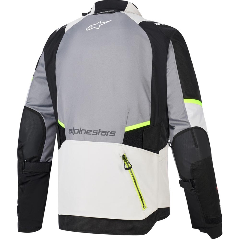 Alpinestars Andes V4 Drystar motociklo striukė tamsiai pilka-šviesiai pilka-juoda-fluorescencinė geltona