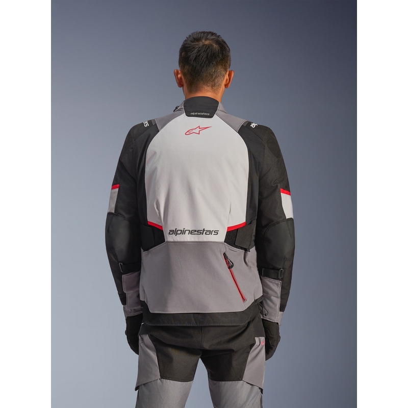 Alpinestars Andes V4 Drystar motociklo striukė tamsiai pilka-šviesiai pilka-juoda-raudona