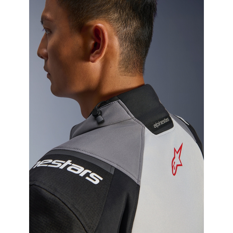 Alpinestars Andes V4 Drystar motociklo striukė tamsiai pilka-šviesiai pilka-juoda-raudona
