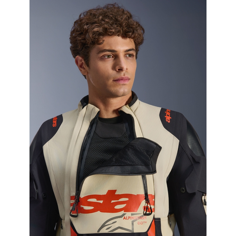 Alpinestars Halo PRO Drystar XF motociklo striukė kreminė-juoda-raudona