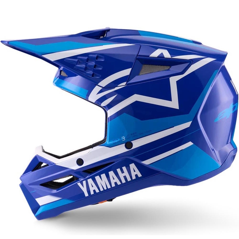 Vaikiškas motokroso šalmas Alpinestars S-M3 YAMAHA kolekcija mėlynai balta