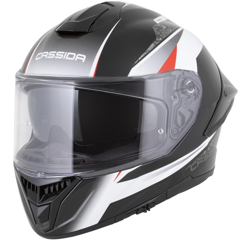 Cassida Integral GTS 2.1 Mega uždaras motociklo šalmas, juodas-baltas-raudonas