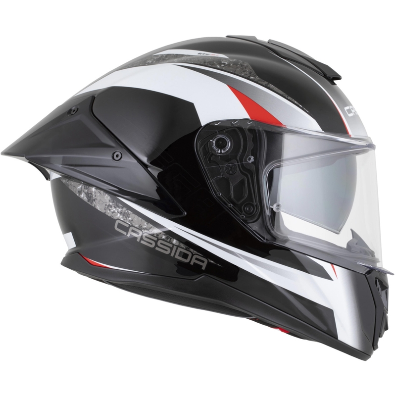 Cassida Integral GTS 2.1 Mega uždaras motociklo šalmas, juodas-baltas-raudonas