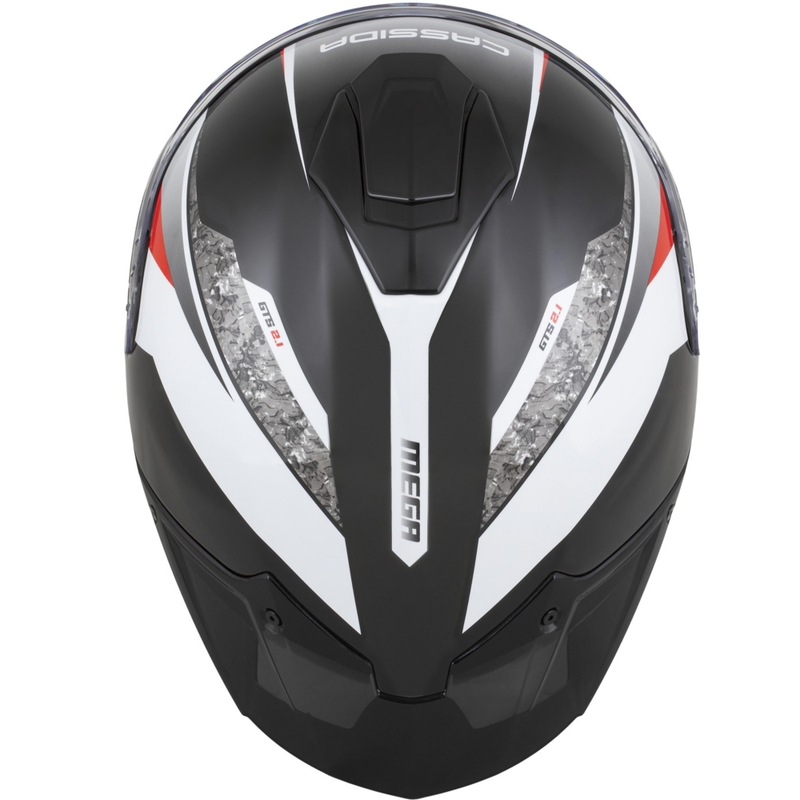 Cassida Integral GTS 2.1 Mega uždaras motociklo šalmas, juodas-baltas-raudonas